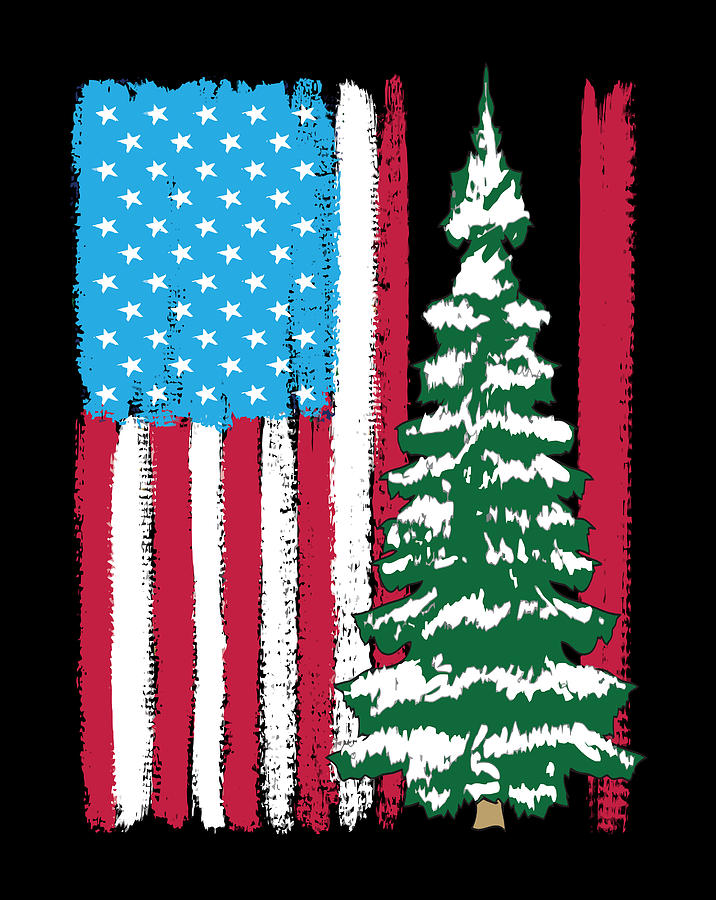 Evergreen Usa Flag Christmas Tree Digital Art by Jessika Bosch