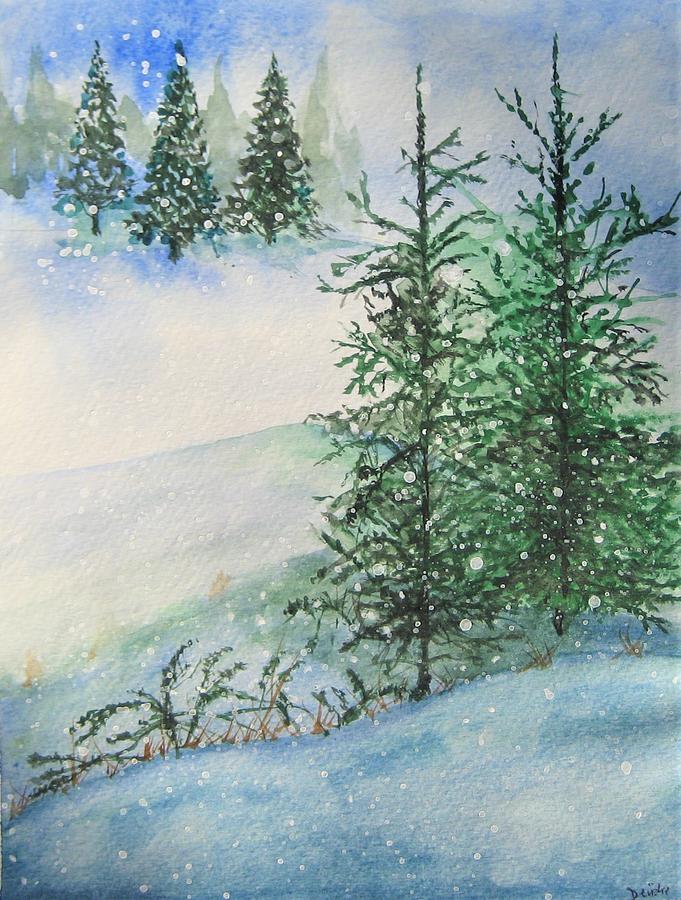 Evergreens on Hillside Painting by Deirdre Hill Brown | Fine Art America