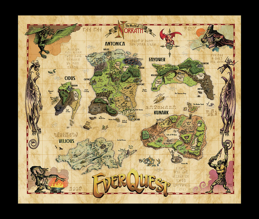 Everquest World of Norrath Map Digital Art by Gene Bradford