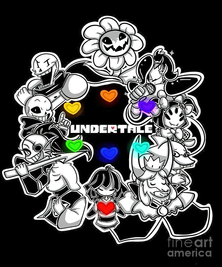 Everyone from Undertale Flowey Frisk Sans Toriel Painting by Butler  Harrison - Pixels