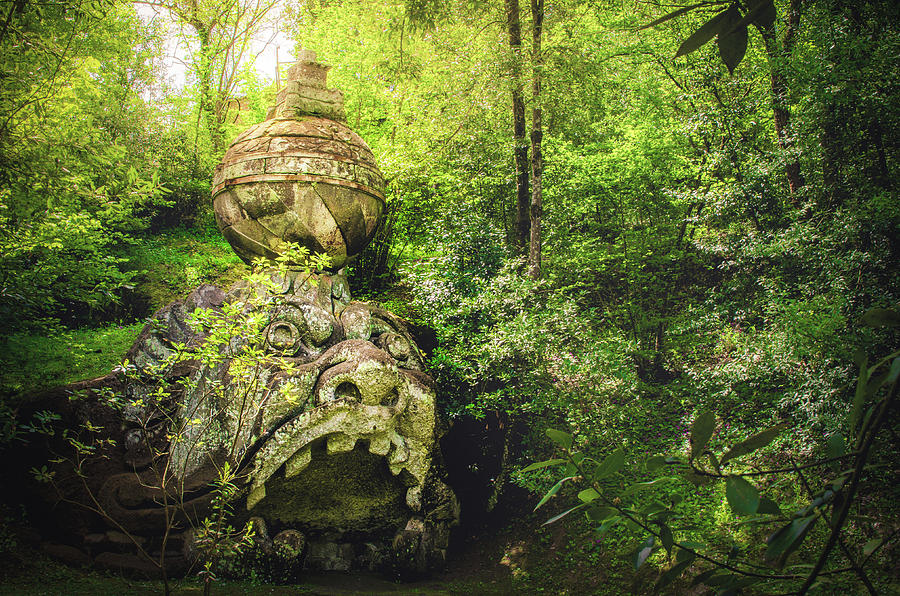 evil forest statue Bomarzo sacred forest - Italy Photograph by Luca Lorenzelli