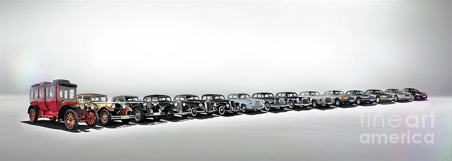 Evolution of Mercedes Benz automobiles Photograph by Retrographs