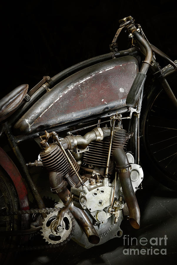 Vintage Photograph - Excelsior Board Track Racer Engine by Frank Kletschkus