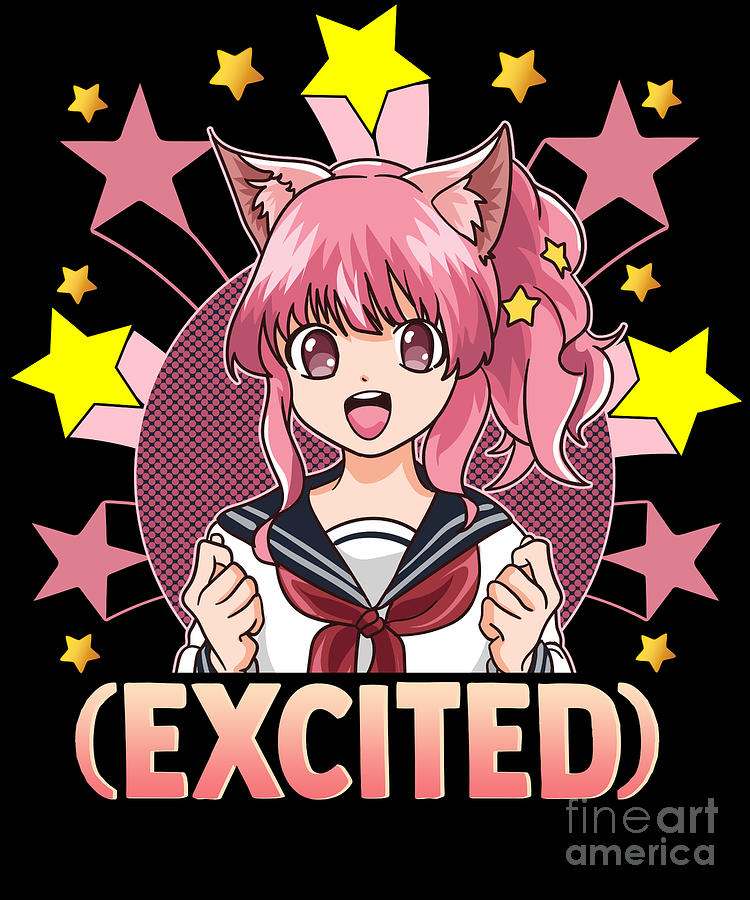 excited anime cat face
