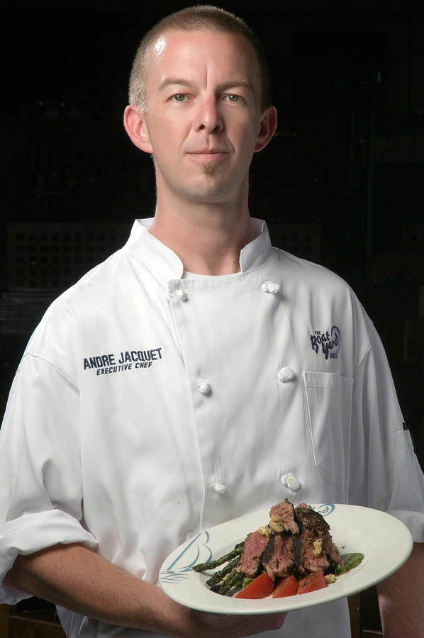 Executive Chef Andre Jacques and his Rib Eye Steak dish Photograph by Robert Dann