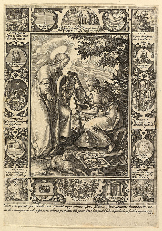 Exemplar Virtutum Drawing by Hendrik Goltzius