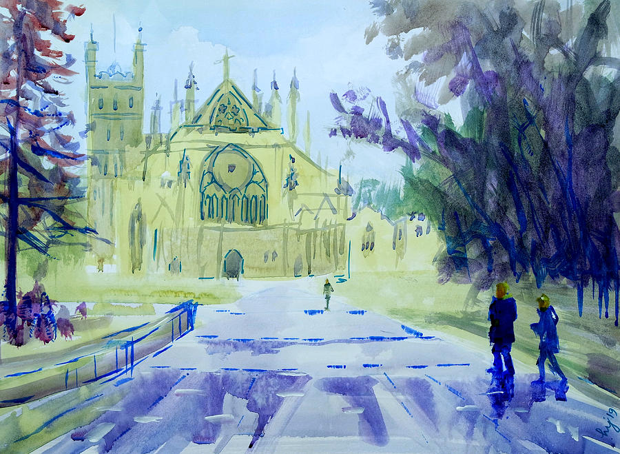 Exeter Cathedral Watercolour Painting Painting by Mike Jory