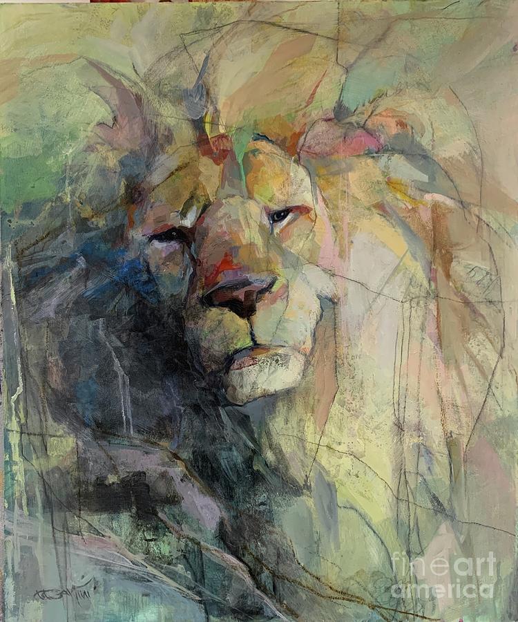 Lion Painting - Exhale by Kimberly Santini