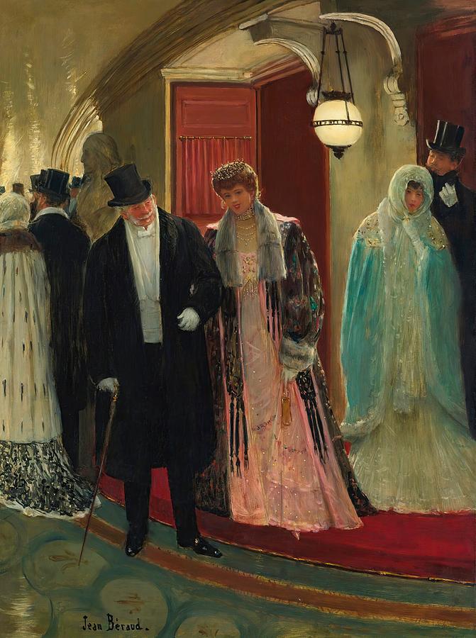 Paris Painting - Exit from the Loge of the Opera by Jean Beraud