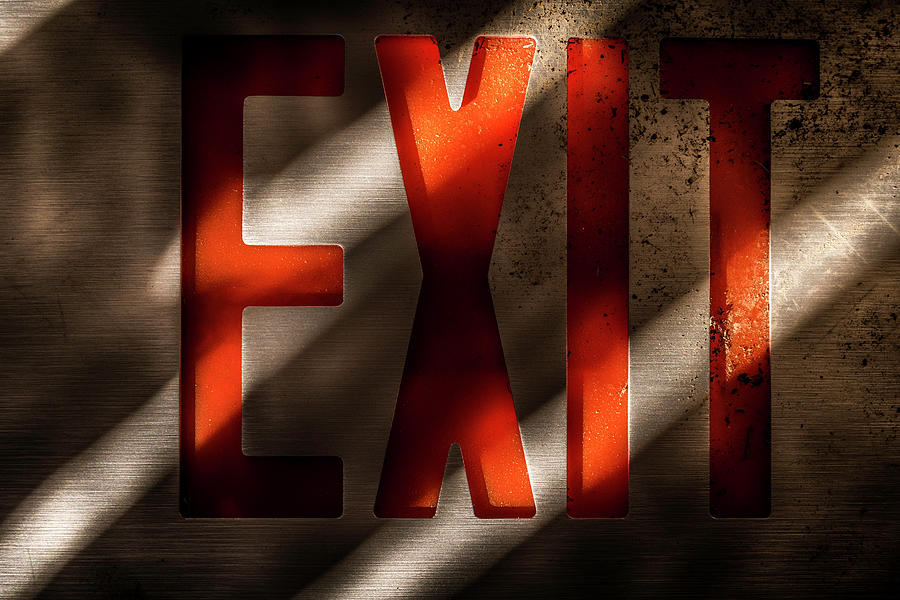 Sign Photograph - Exit by Jim Love