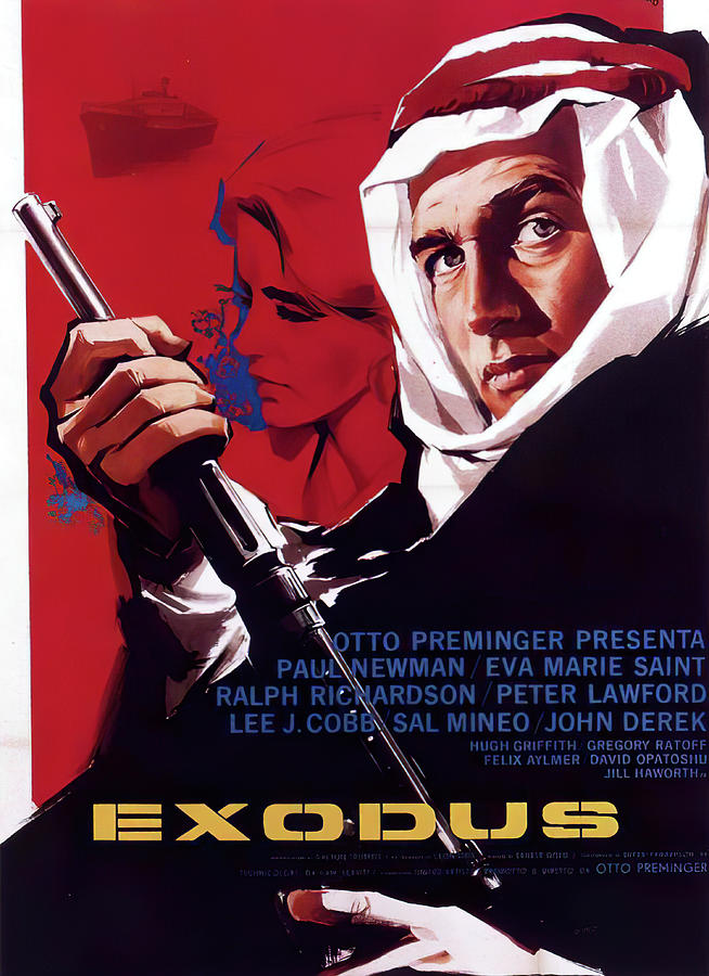 Paul Newman Mixed Media - Exodus, 1960 - art by Silvano Campeggi by Movie World Posters