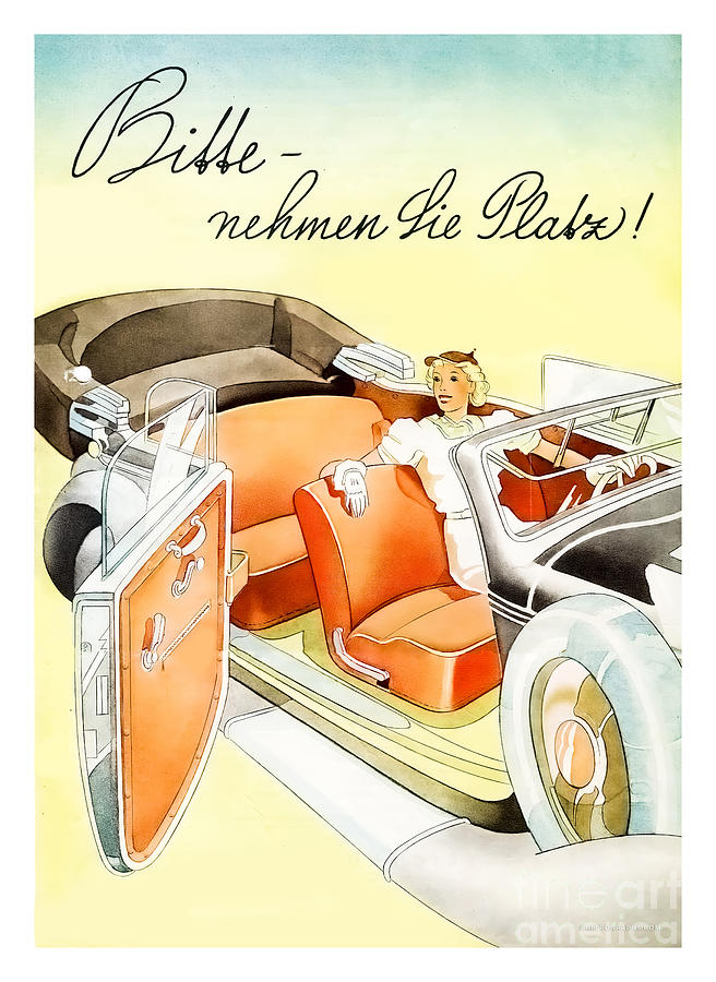 Exotic 1930s European vehicle and fashion model Painting by Retrographs