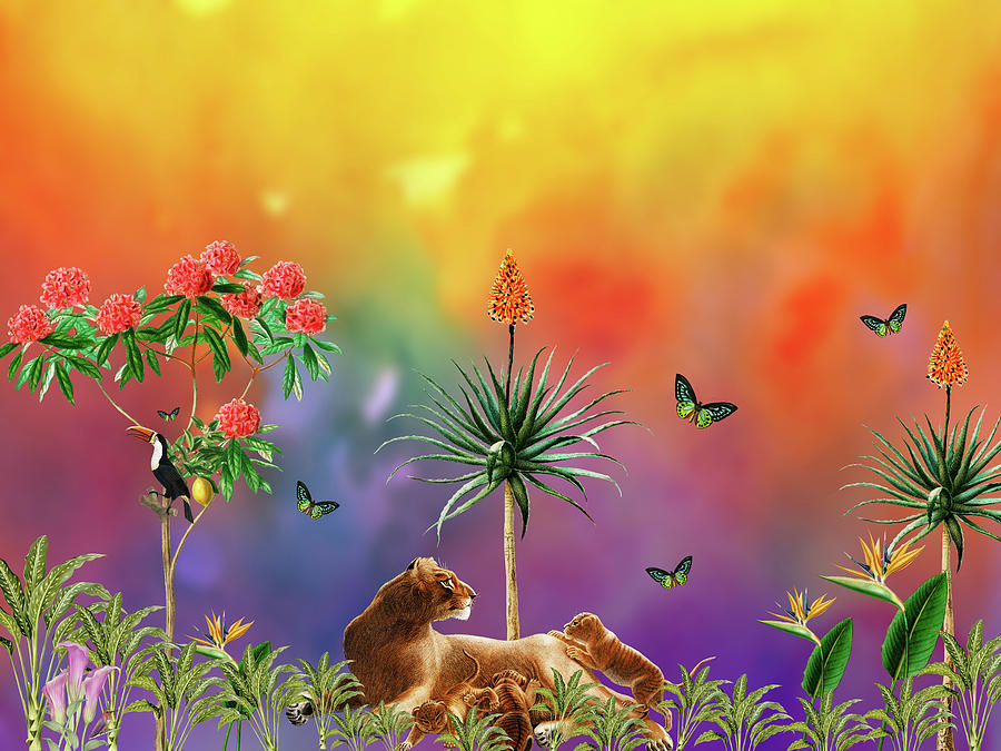 Exotic And Colorful Jungle Design Mixed Media by Johanna Hurmerinta
