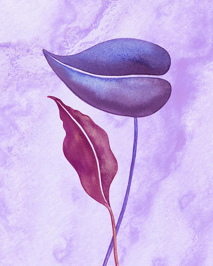 Exotic Couple Purple Watercolor Leaves  Painting by Irina Sztukowski