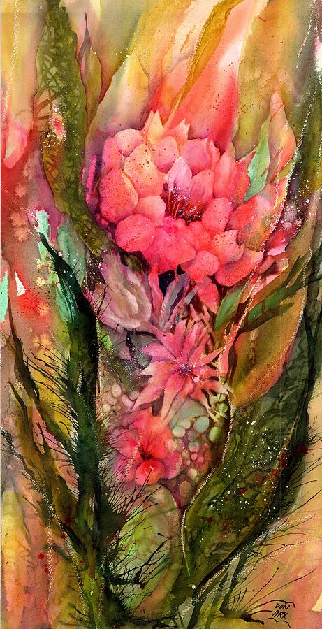 Exotic Flowers and Leaves Painting by Sabina Von Arx