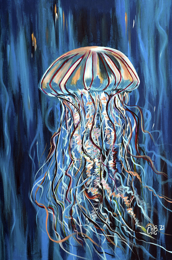 Exotic Jellyfish Painting by Chiquita Howard-Bostic