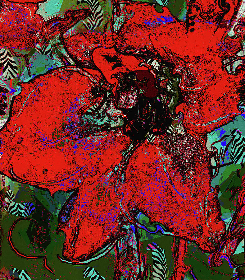 Exotic Red Orchid Mixed Media by Natalie Holland