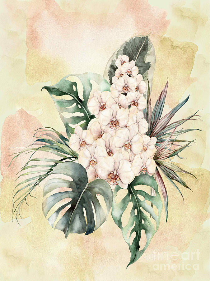Exotic Tropicals White Orchids Digital Art by J Marielle