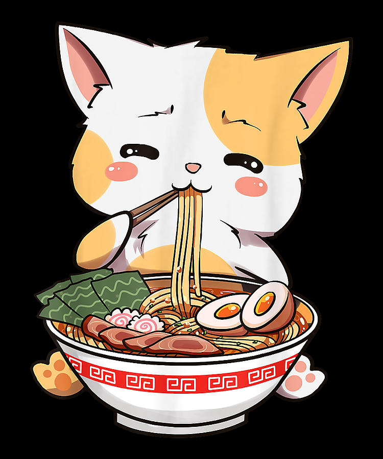 Experience Kawaii Neko Ramen Cute Ramen Cat Japanese Noodle Funny Anime Classic Fan Digital Art 6492