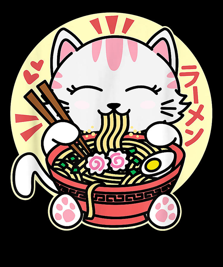 Experience Kawaii Ramen Cute Anime White Cat Japanese Noodles Drk Cool ...