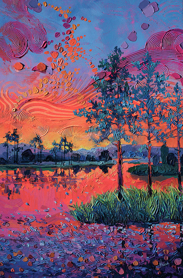 Sunset Painting - Experiment in the sky 3 by Anastasia Trusova
