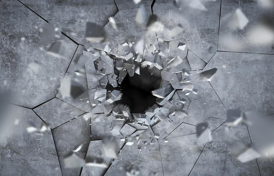 Exploding concrete Wall Photograph by Brainmaster