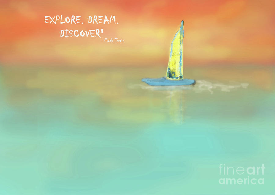 Explore Dream Discover Poster - Solitary Journey Painting by Sharon Williams Eng