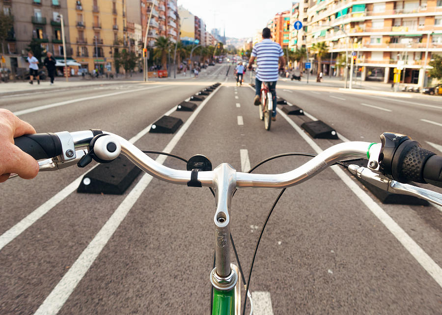 Exploring Barcelona by bicycle - cyclist point of view Photograph by Georgeclerk