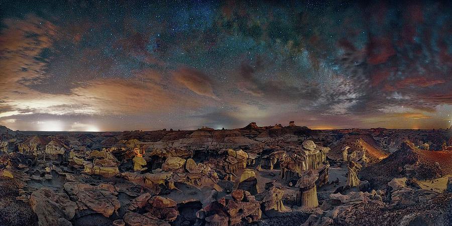  Exploring the Bisti Badlands of New Mexico with the Milky Way, under a bright New Mexico starry sky Photograph by OLena Art