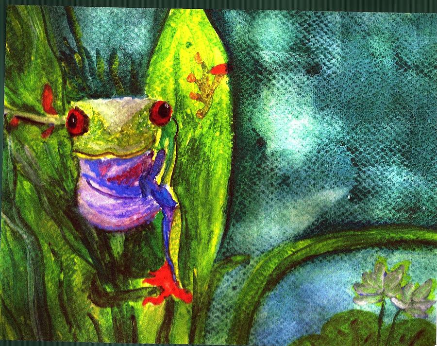 Amphibians Mixed Media - Exploring the Lily Pond  by Christine Mulgrew
