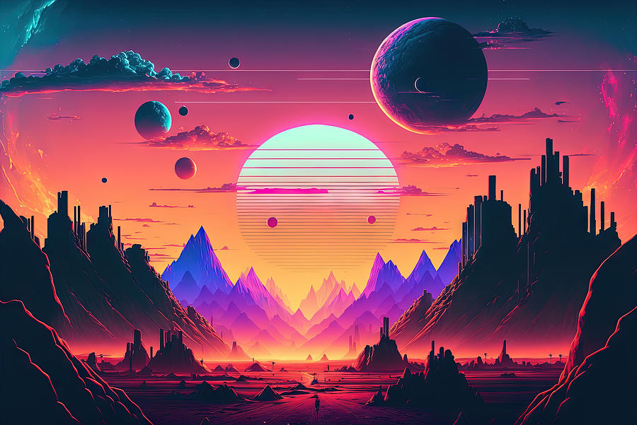 Exploring the Synthwave Landscape of a Distant World Digital Art by ...