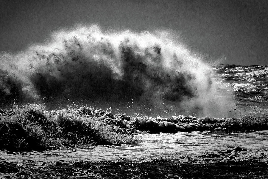 Explosion In The Ocean in Black and White Photograph by Bill Swartwout
