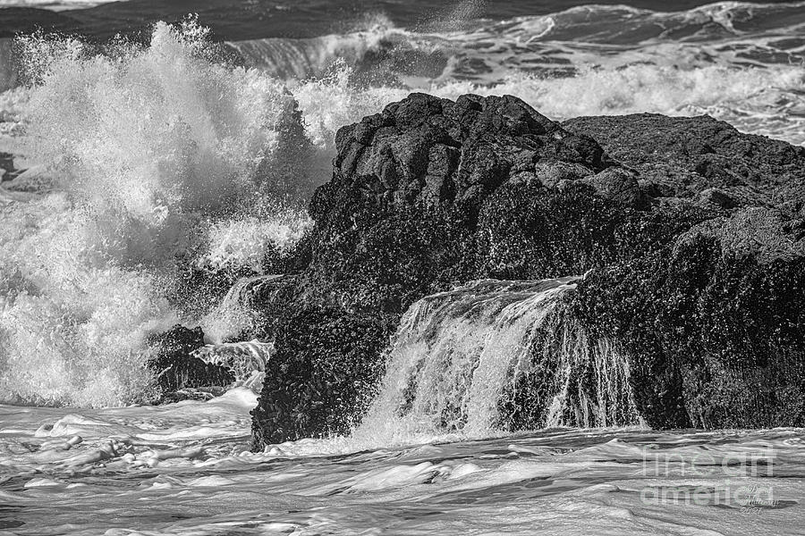 Explosive Waves, Power, Black and White, Ocean, Sea, Photograph by David Millenheft
