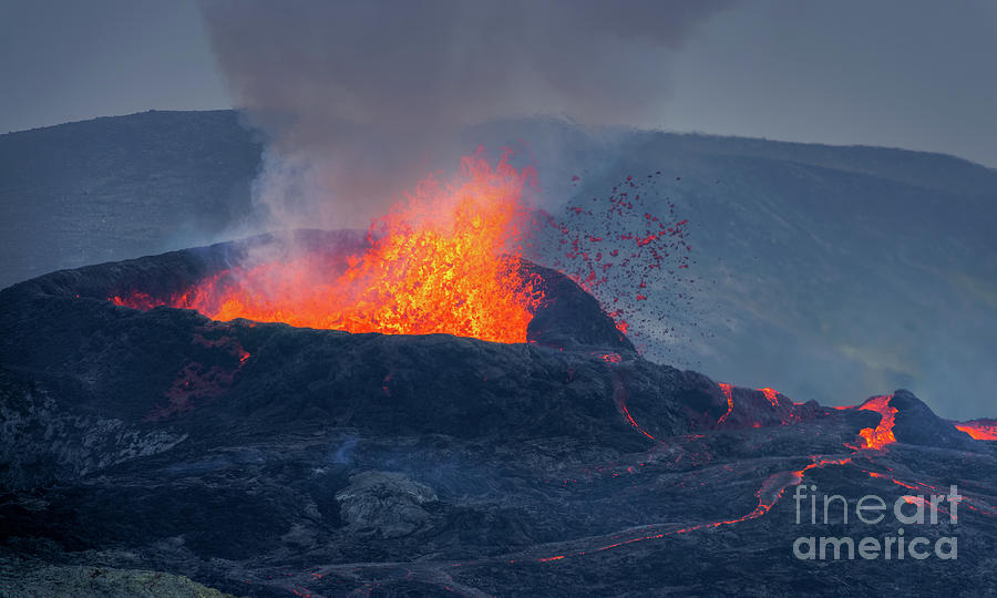 Expoding lava, Fagradalsfjall volcano Photograph by Delphimages Photo Creations