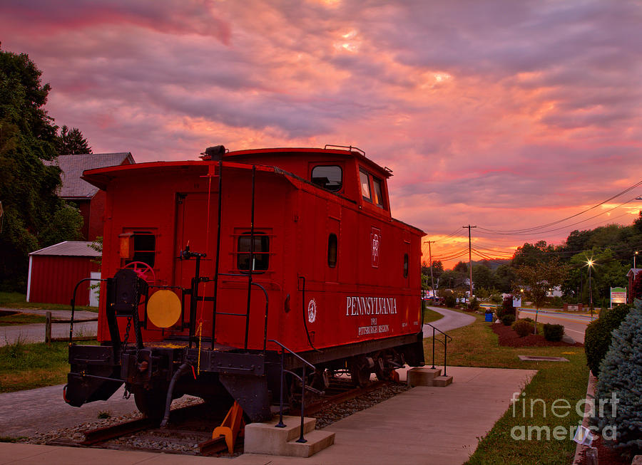 Export PA Caboose Under Pastel Skies Photograph by Adam Jewell