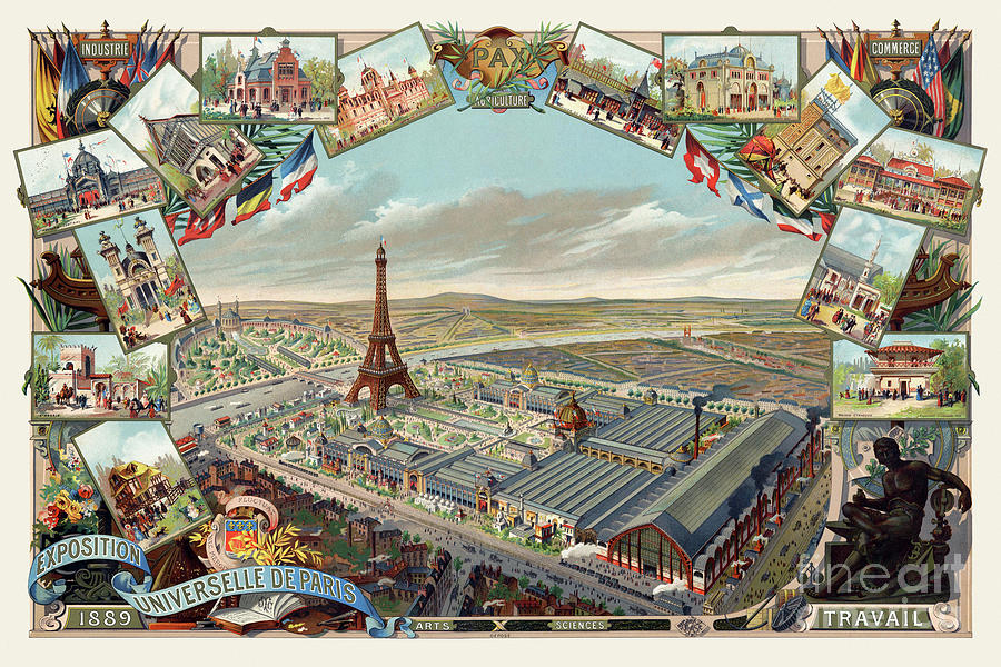 Exposition Universelle de Paris Vintage Poster 1889 Drawing by Vintage