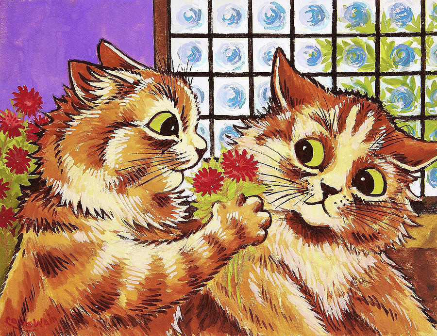 Expression of affection - Digital Remastered Edition Painting by Louis Wain