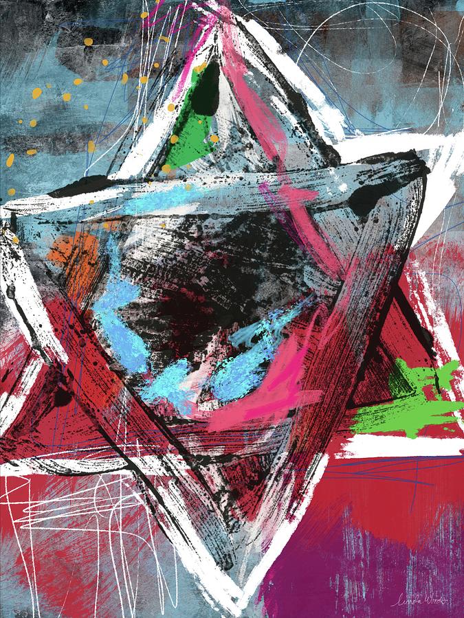 Expressionist Star of David- Art by Linda Woods Mixed Media by Linda Woods