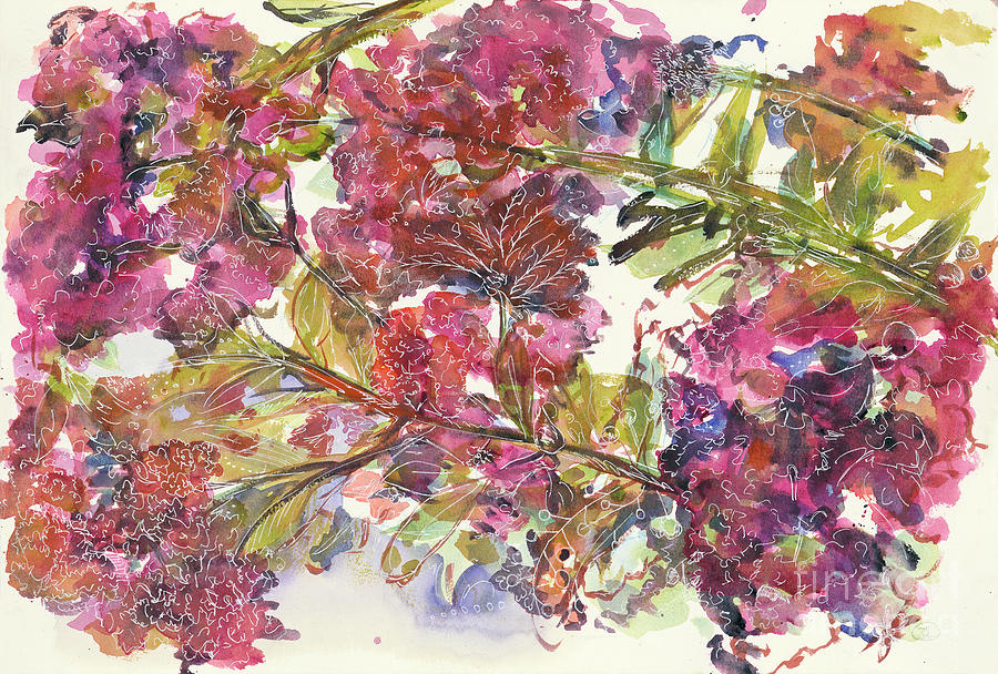 Expressionistic Crepe Myrtle Painting by Sarah Arace