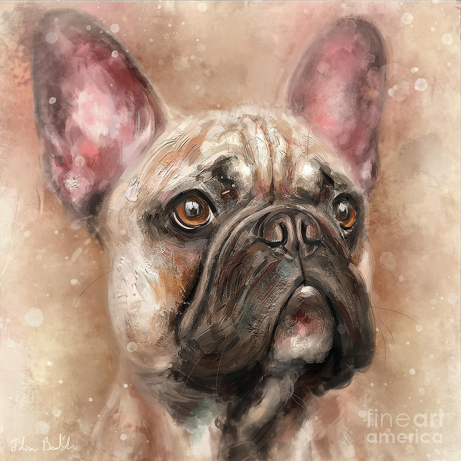 Oil newest painting-Frenchie dog