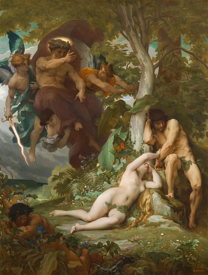Alexandre Cabanel Painting - Expulsion of Adam and Eve by Alexandre Cabanel by The Luxury Art Collection