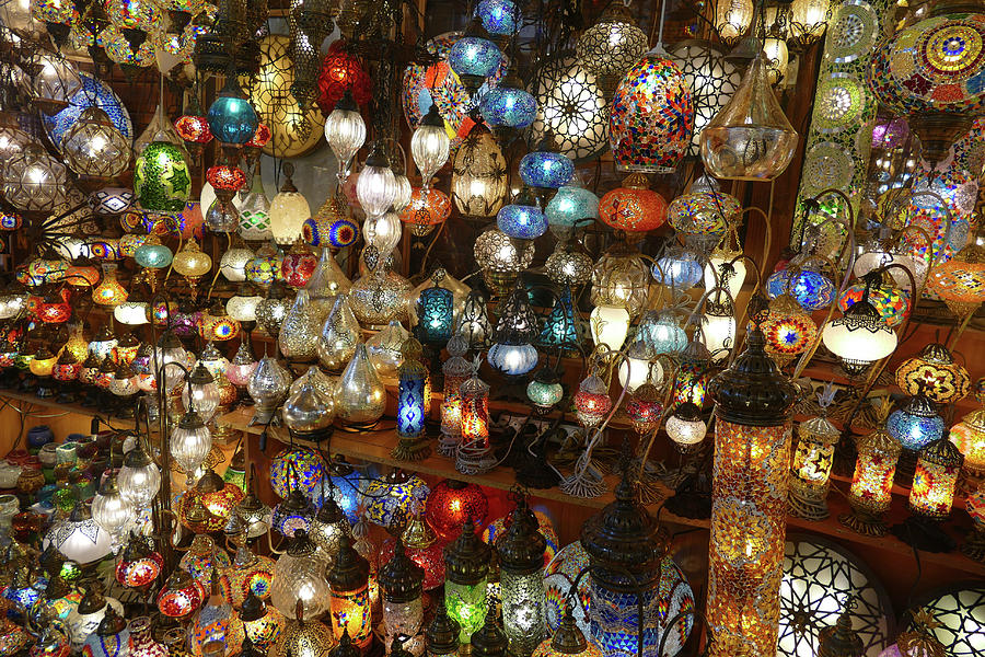 Exquisite glass lamps and lanterns in the Grand Bazaar  Photograph by Steve Estvanik