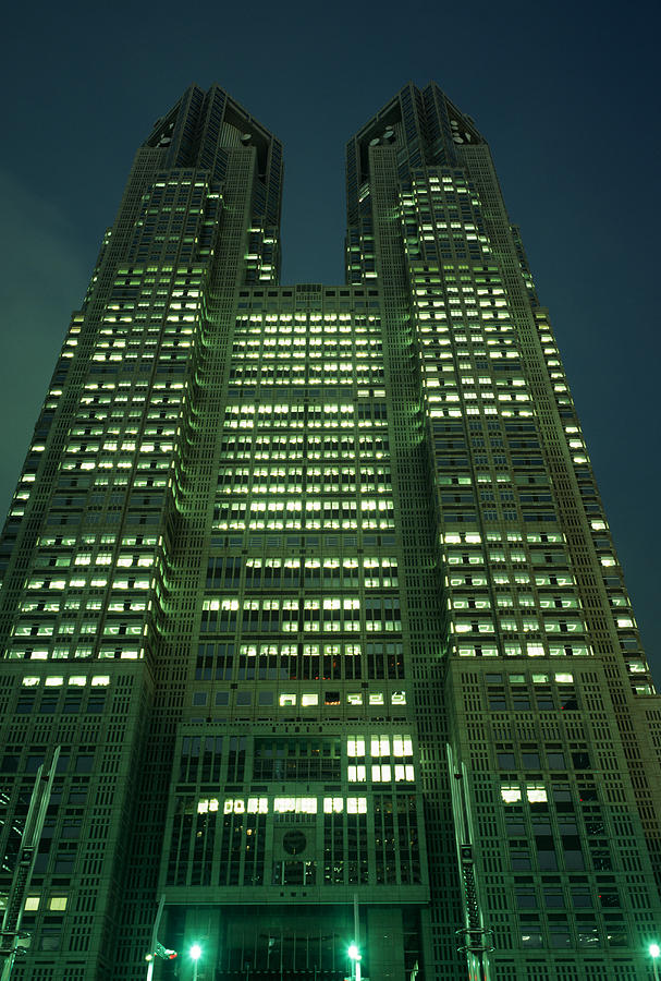 Exterior of Illuminated Tokyo Metropolitan Government Building, Tokyo, Japan Photograph by Mixa