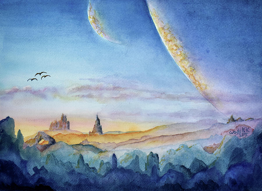 Extraterrestrial Sunset Painting by Wendy Keeney-Kennicutt