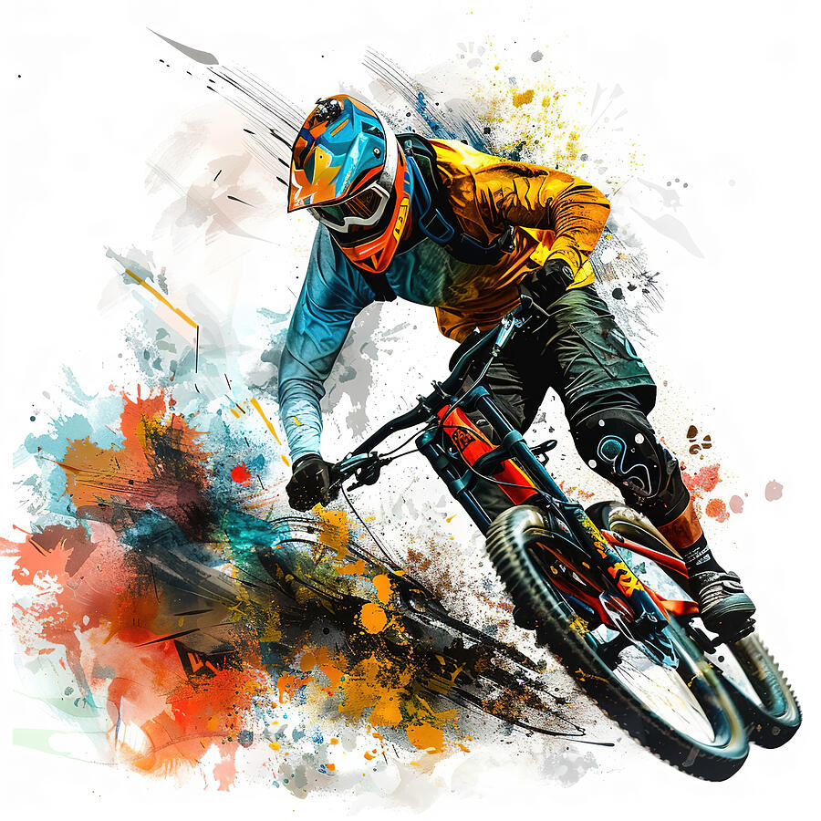 Extreme Mountain Bike Rider Digital Art by Athena Mckinzie