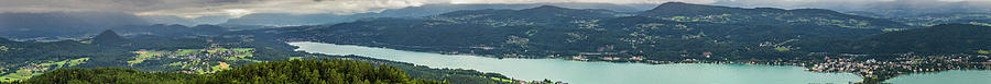 Extreme panoramic view of WoertherSee lake in Austria Photograph by Vivida Photo PC