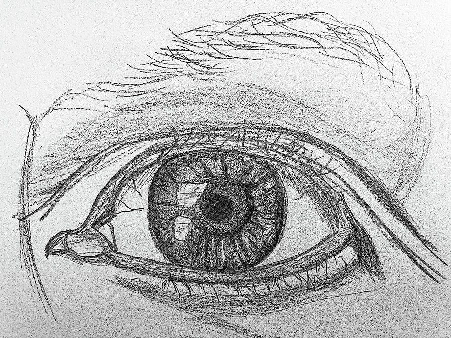 Eye 4 with a Reflection 091823 Drawing by Mary Bedy - Fine Art America