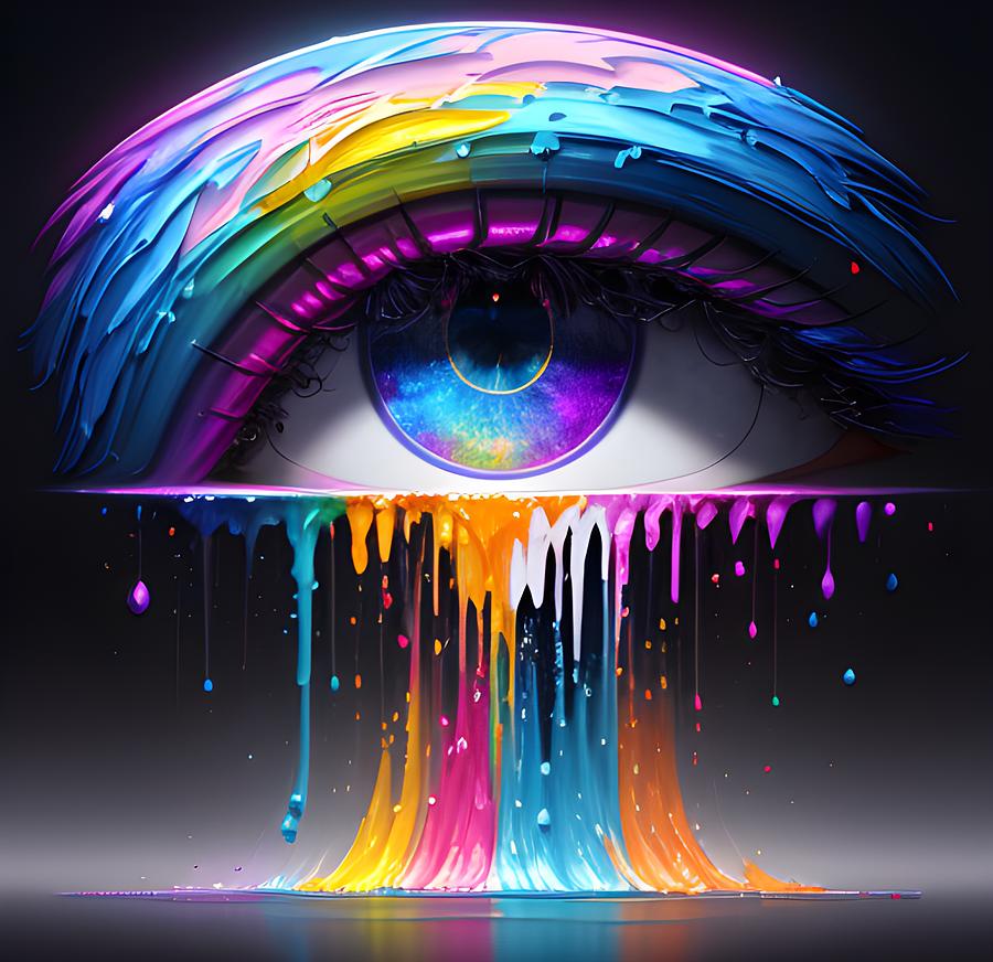  Eye Art with Drip Paint - A Fusion of Color and Emotion Digital Art by Artvizual