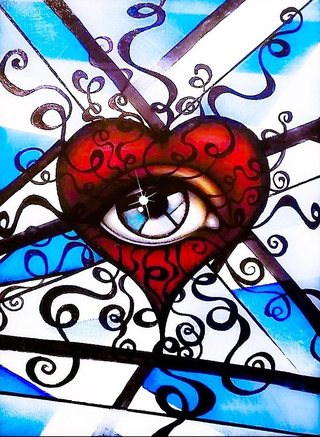 Eye Heart U Blue Painting by Matt Mercer
