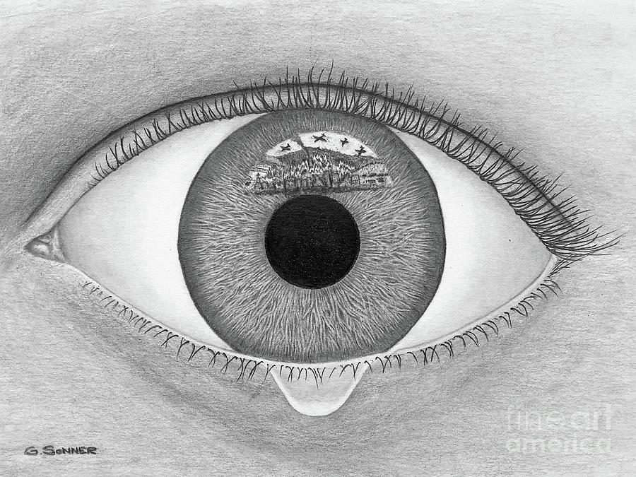Eye of the Beholder  zoom in Drawing by George Sonner
